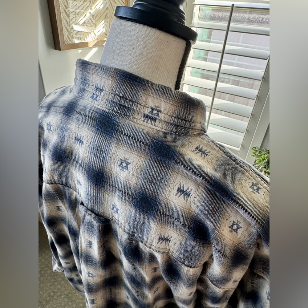Moose Creek Blue Plaid Western Flannel Shirt XXL 100% Cotton - Picture 5 of 8